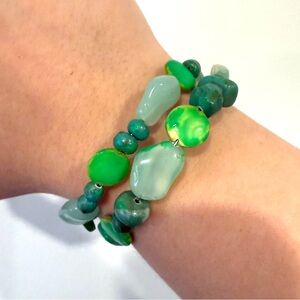 Green Beaded Bracelet Set